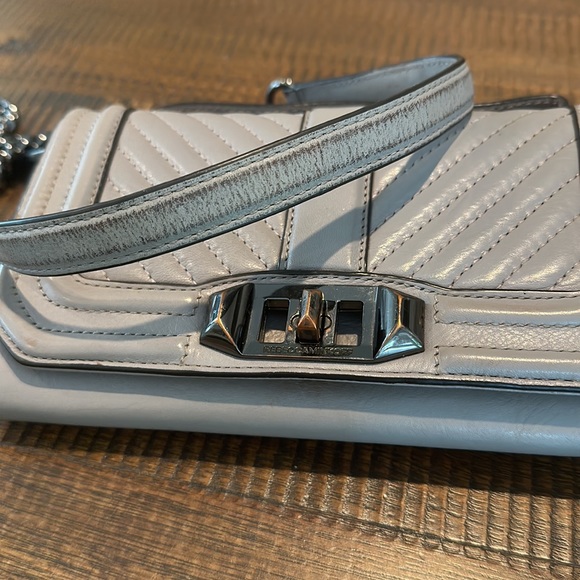 Rebecca Minkoff Small Love Leather Chevron Crossbody Bag | Grey - Picture 15 of 15